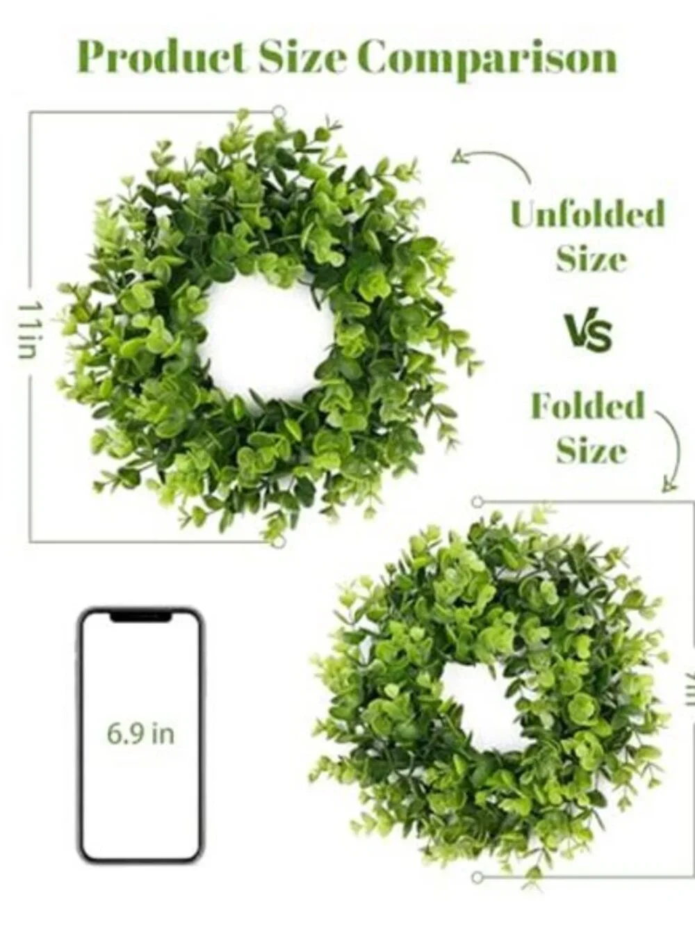 2 Packs 11 Inch Artificial Boxwood Small Wreath for Front Doors Green